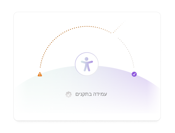 Conceptual image of accessibility improvement showing an icon of a person at the center. Arrows indicate progress from an orange warning icon to a purple checkmark on a soft gradient background.